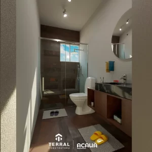 3D banheiro do empreendimento Acauã